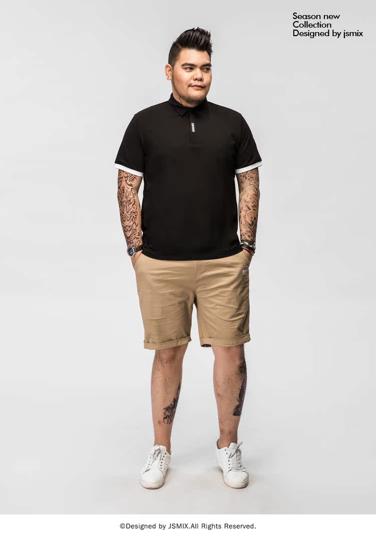 Fat hành tinh lớn mã thương hiệu quần áo nam cộng với phân bón để tăng chất béo đen béo người béo POLO áo hè thời trang nam áo polo đồng phục