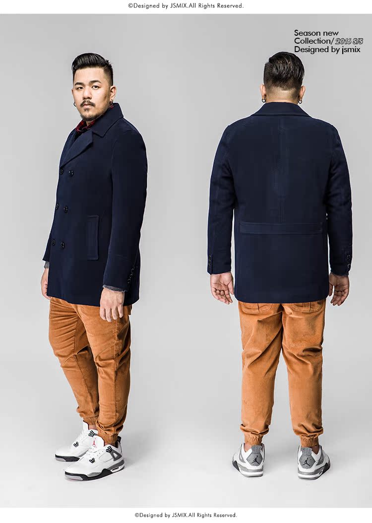 JSMIX kích thước lớn nam giới cộng với phân bón để tăng chất béo áo dài phần lông cừu áo đôi ngực áo rét nam