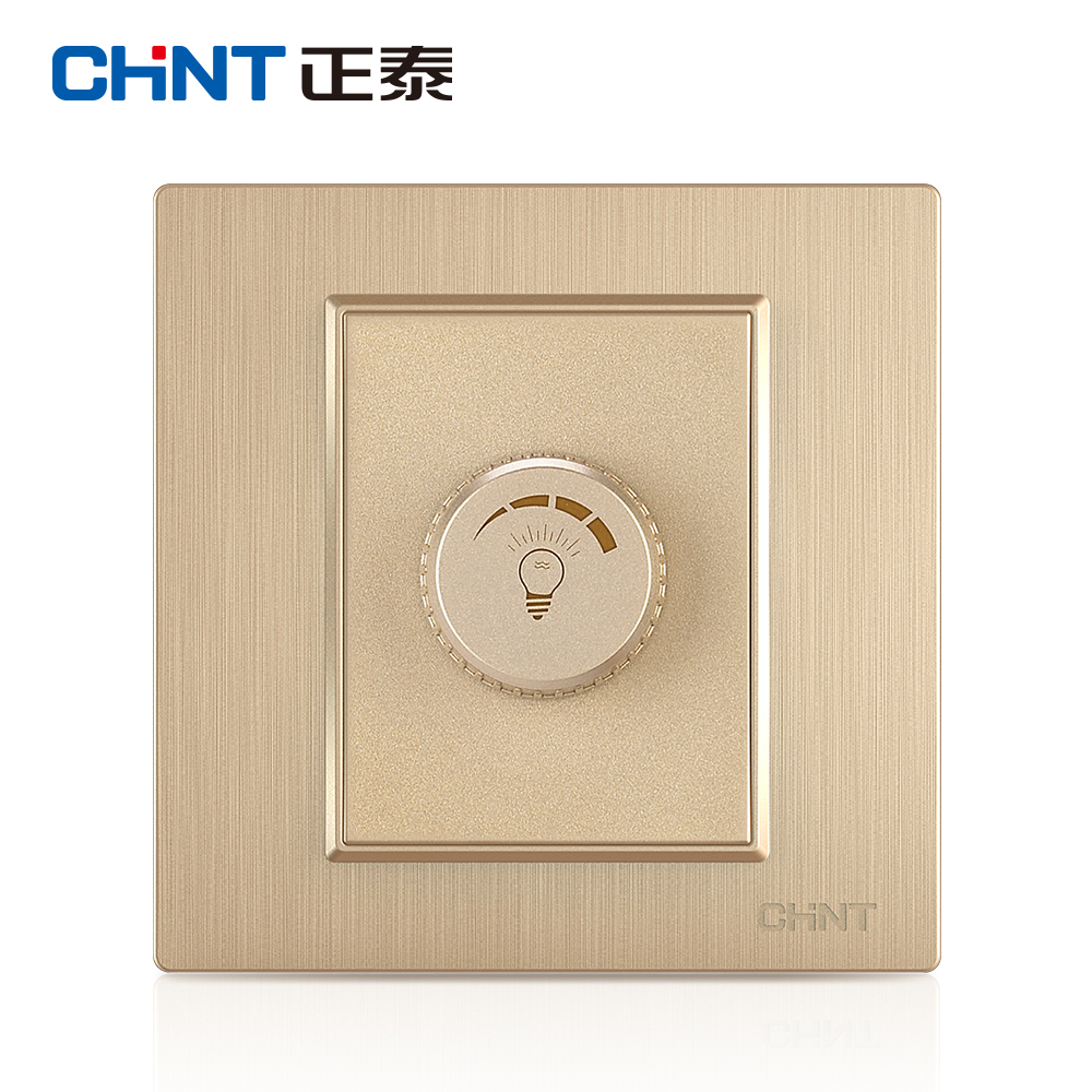 CHINT switch socket panel 7L champagne color brushed dimming switch panel 86 type panel