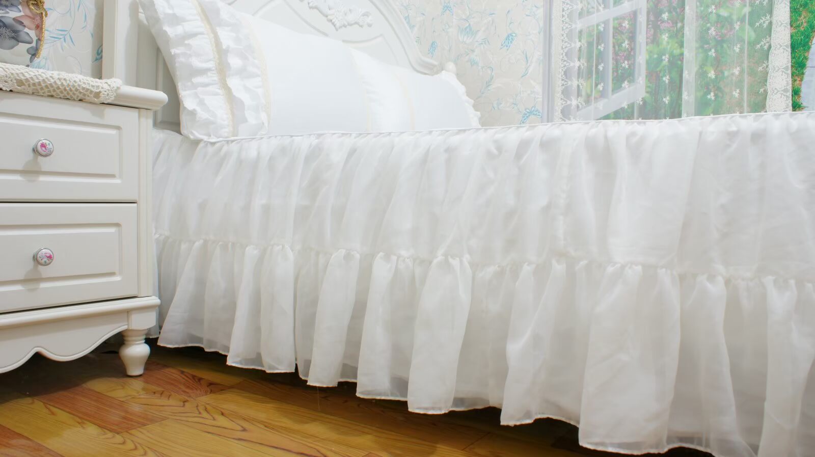 Váy ngủ chất liệu cotton cao cấp Váy voan trải giường 1,5 m Giường đôi váy trượt tấm trải giường công chúa bọc nệm - Váy Petti ga giường có viền