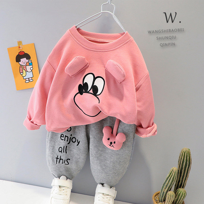 Baby girl autumn clothes two-piece girls 2022 new suit net red foreign style spring and autumn baby fashionable Korean clothes
