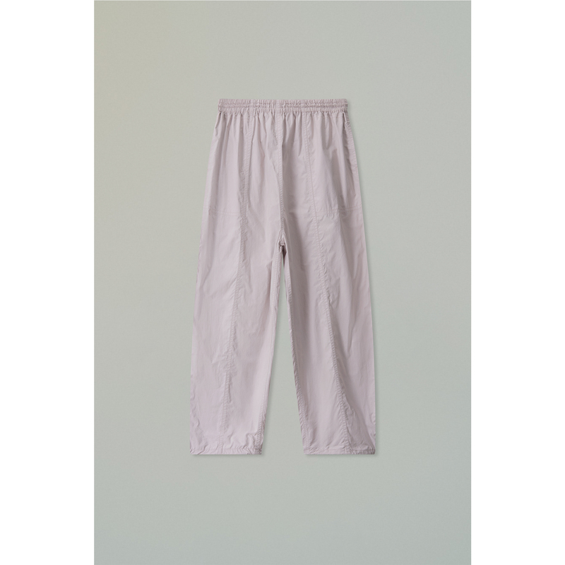 Barrel Fit Air-Washed Typewriter Fabric Arc-Shaped Wide-Leg Cut Drawstring Cuffed Fashionable Cropped Pants