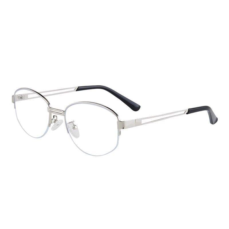 Old Money Style Half-Frame Glasses for Nearsighted Women, Customizable Prescription, High-Tech Oval Shape, Slimming, Gray Series, Korean Style, Gold Wire, Natural Look