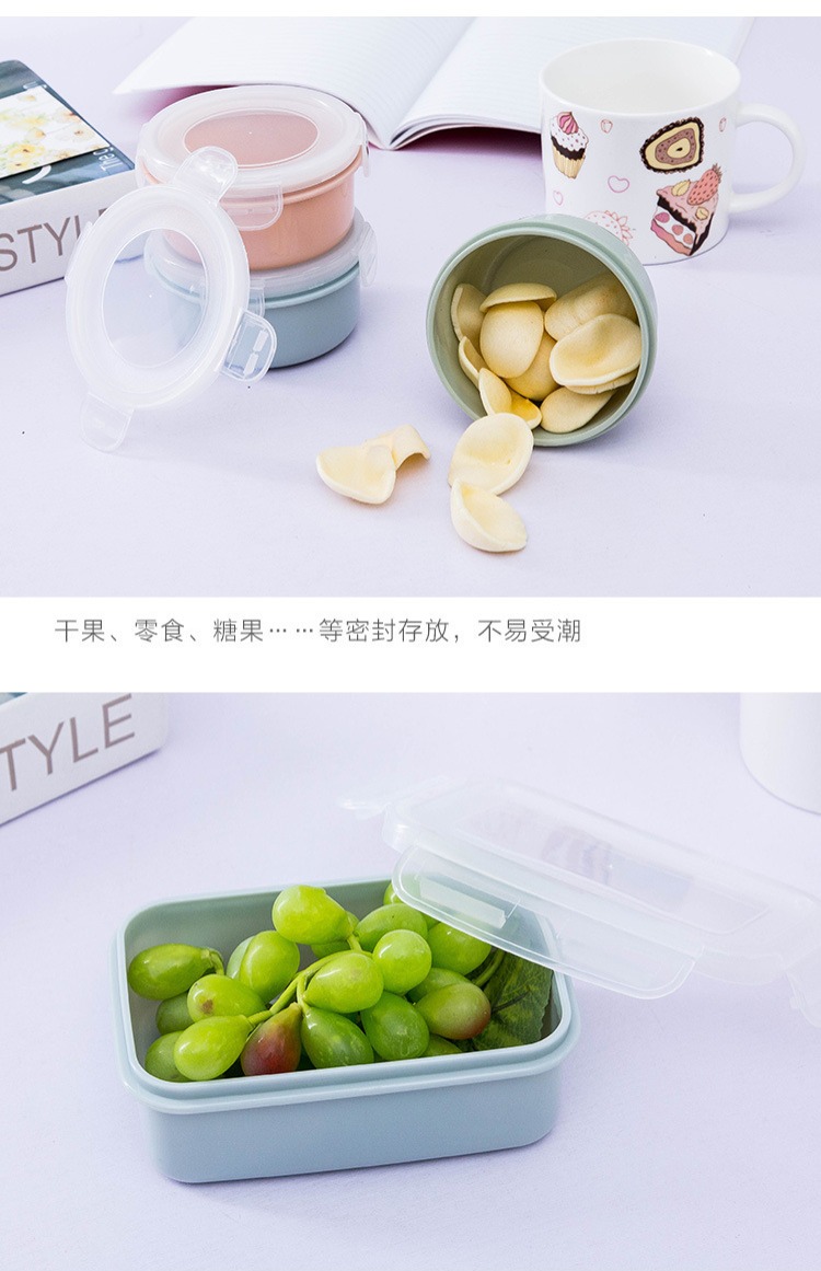 Tủ lạnh tròn nhỏ thực phẩm giòn hộp nhỏ hộp cơm trưa nhà bếp hộp nhựa hộp lưu trữ hình chữ nhật hộp kín - Hộp cơm điện sưởi ấm hộp cơm điện 3 tầng loại nào tốt