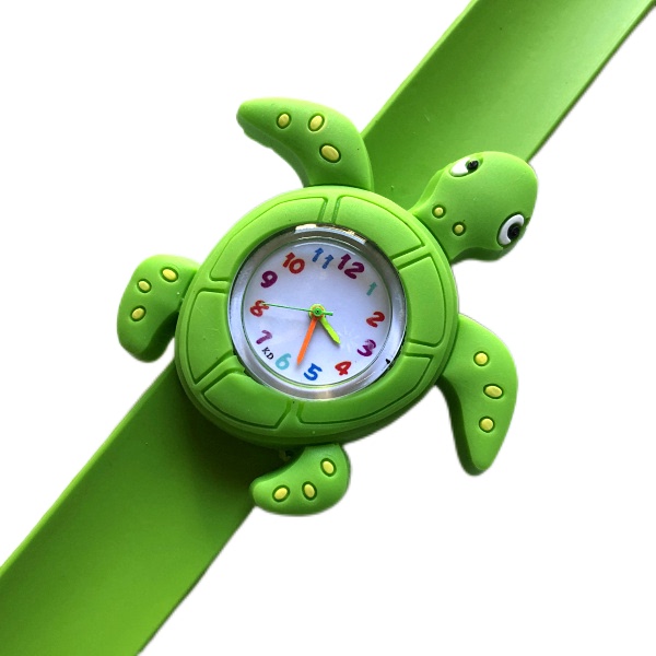 Shark, Starfish, Turtle Cartoon Slap Watch, Boys and Girls Electronic Watch, Green Water Turtle Marine Animal Slap Ring Watch