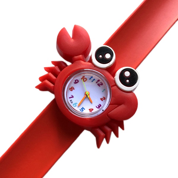 Deep Sea Sand Sculpture Series Snap Watch Green Sea Turtle Starfish Shark Crab Cartoon Student Electronic Snap Ring Watch