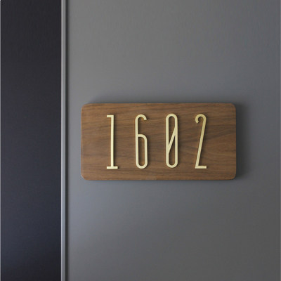 House plate Home Nordic Wind pure copper Custom Light Extravagant Hotel Room Metal Digital Sticker Self Adhesive Number Plate Brass