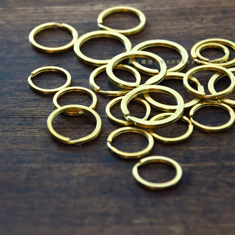 Brass Keyring Solid Flat Copper Coil Male And Female Keyring Car Key Buckle Thickened Retro Brass Ring