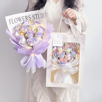 Practical birthday gift girl creative gradient rose handmade bouquet finished gift for girlfriend girlfriend gift ceremony sense