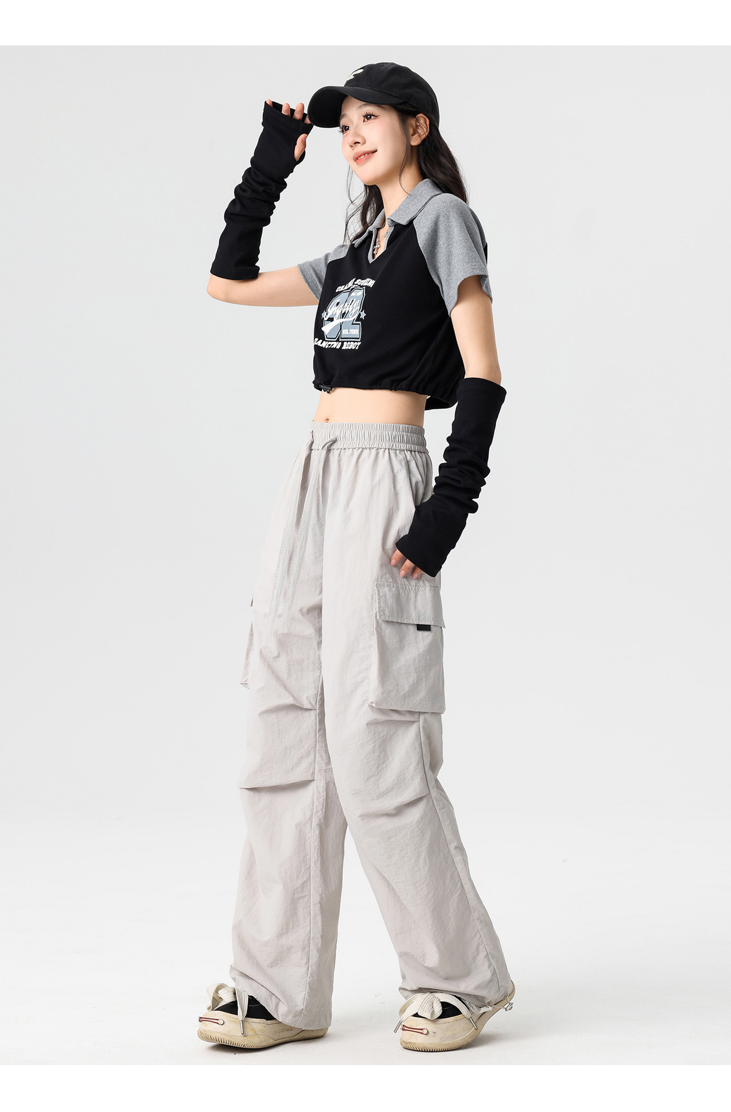 Q work unisex, couple, American straight tube parachute pants, high waist, casual, wide leg, quick drying, sport_voghion.com