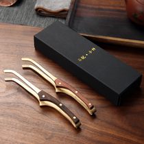 Kung Fu ebony copper tea clip One-piece teacup clip Tweezers Cup clip Tea ceremony set Tea set accessories