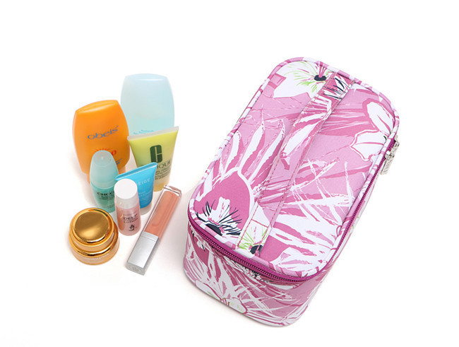 包邮出口美国紫色百合花手提洗漱化妆包出差收