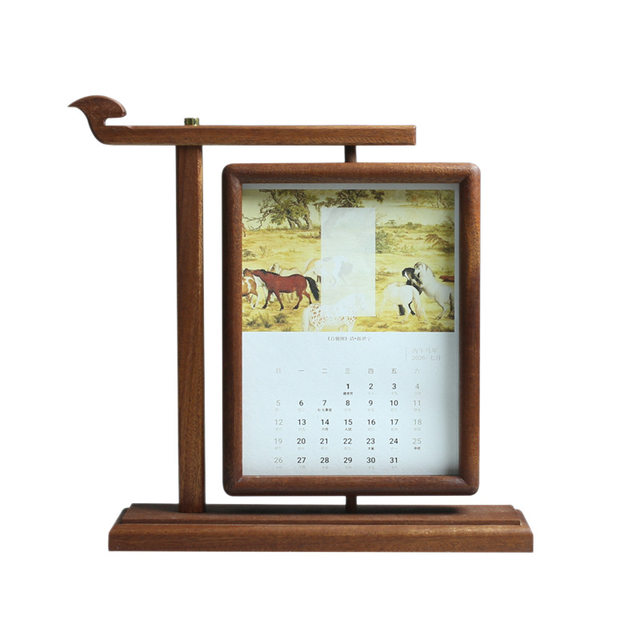 New Chinese-Style Wooden Photo Frame, Solid Wood, Vintage Transparent Rotatable Picture Frame, Home Decor, Retro Calendar Stand, Calligraphy Frame