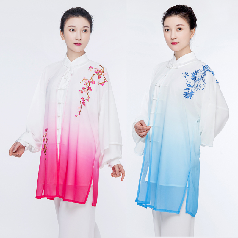 Tai chi clothing chinese kung fu uniforms Tai Chi Clothing suit women autumn dress autumn winter elegant gradient color drape Tai Chi Clothingquan training clothes competition performance clothes