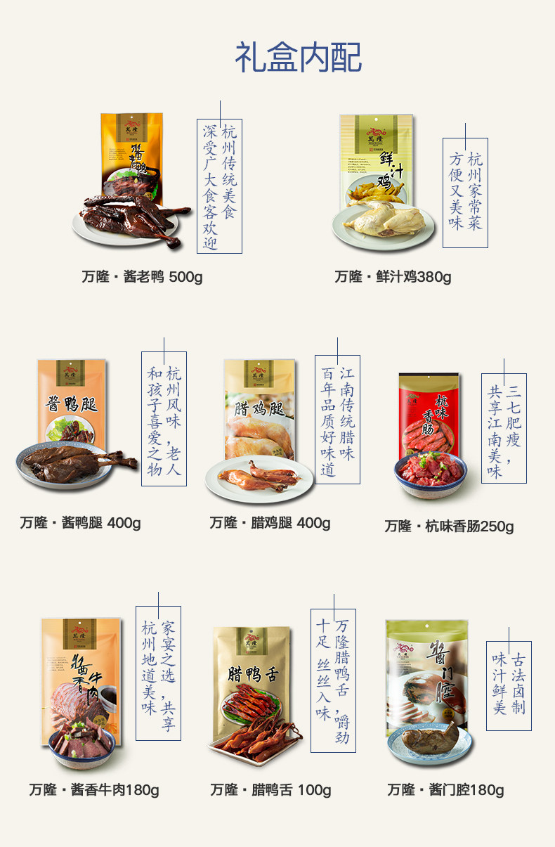 万隆福字新春大礼包酱老鸭香肠牛肉鸡腿鸭舌年货礼盒特产企业团购 虎窝淘