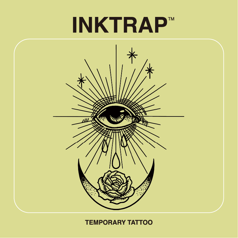 Inktrap Ink Trap Waterproof and Sweat-Proof Herbal Tattoo Sticker Eye Rose Moon Star 6.5*8.2cm