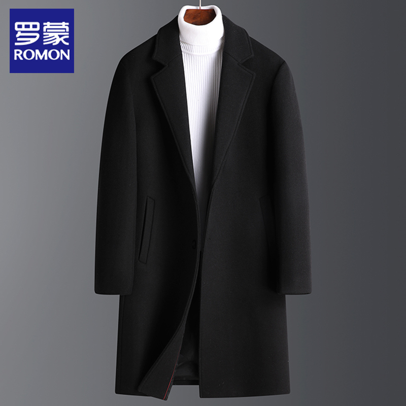 Romon Woolen Coat for Men, Mid-Length, 2026 New Korean Style, Autumn and Winter Thickened Woolen Overcoat, Trench Coat, Winter Style Romon Woolen Coat for Men, Mid-Length, 2026 New Korean Style, Autumn and Winter Thickened Woolen Overcoat, Trench Coat, Winter Style