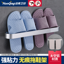 Bathroom trailer rack wall-mounted non-perforated household toilet toilet shoe rack space aluminum wall-mounted slippers adhesive hook