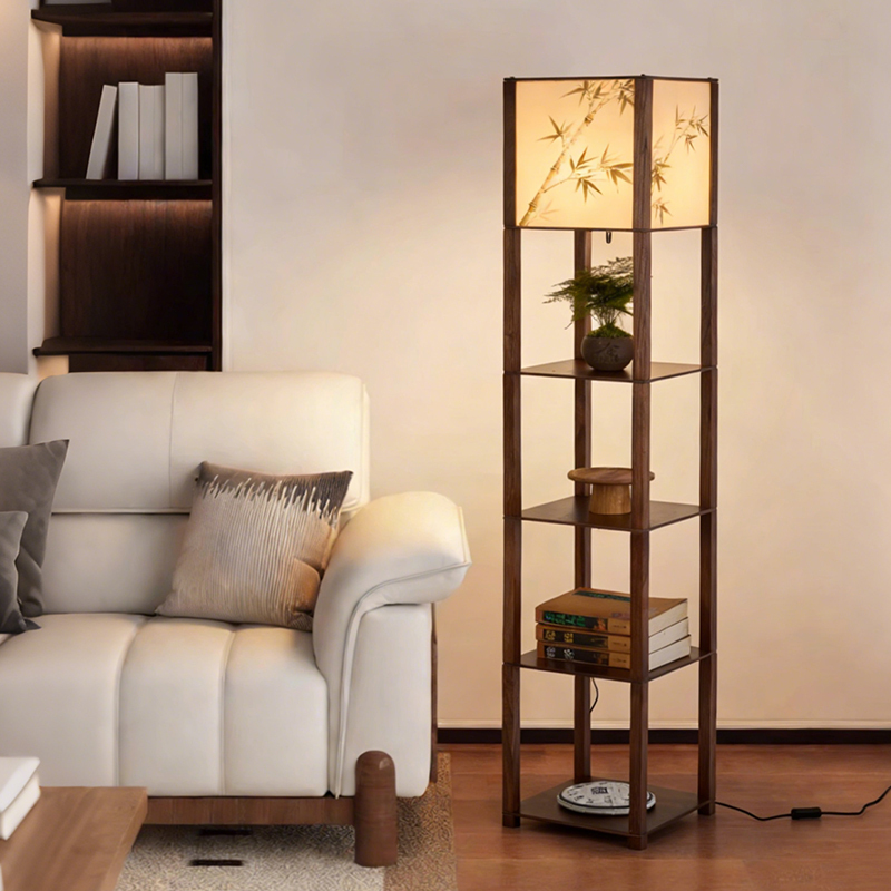 Song Dynasty Aesthetic Floor Lamp, Chinese-Style Living Room Sofa Side Shelf Integrated Decorative Atmosphere Lamp, Tea Room Standing Table Lamp Song Dynasty Aesthetic Floor Lamp, Chinese-Style Living Room Sofa Side Shelf Integrated Decorative Atmosphere Lamp, Tea Room Standing Table Lamp