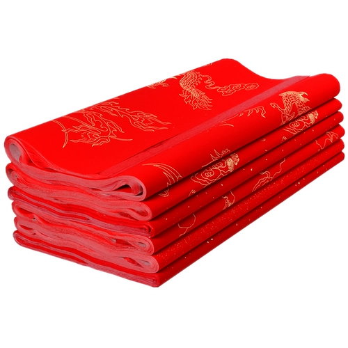 大山皮纸 Толстый Wannian Red Brinkled Gold Rice Red Hot Bronze Dragon Dragon High -end Payt Paper Bratework Каллиграфия работает рукописный пустой пружинный куплет