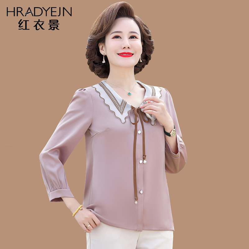 2022 models of middle aged ladies Summer 90% sleeves T-shirts 40 years old Mom loaded with loose blouses fashion New products