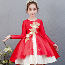 Autumn and winter clothes New 2021 girls dress Princess puffy dress little girl baby Korean version of foreign style performance clothes