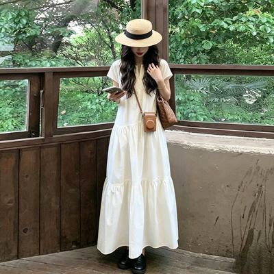 Maternity Dress Summer 2026 New Style, Stylish Large Size A-Line Long Dress That Covers the Belly Without Showing Pregnancy, for Summer Women — 1