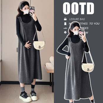 Maternity Dress 2025 New Autumn and Winter Style Pregnancy High-End Outfit Set Women's Loose Suspender Dress Maternity Wear