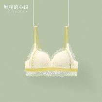 Goblins heart French girl triangle cup lace summer thin Cup underwear small chest flat chest bra set