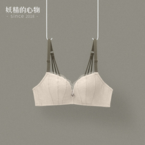 Flat chest special underwear sweet girl small chest gather bra no steel ring lace bra set is not empty cup