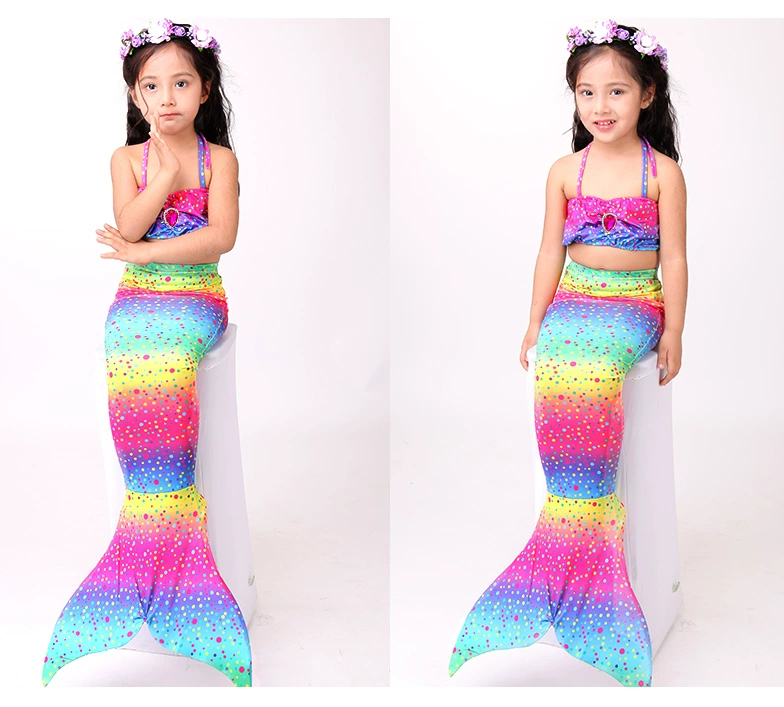 Nàng tiên cá trẻ em đuôi cá váy công chúa bộ đồ bơi bộ đồ bốn mảnh cho bé gái và trẻ em màu đuôi nàng tiên cá - Đồ bơi trẻ em