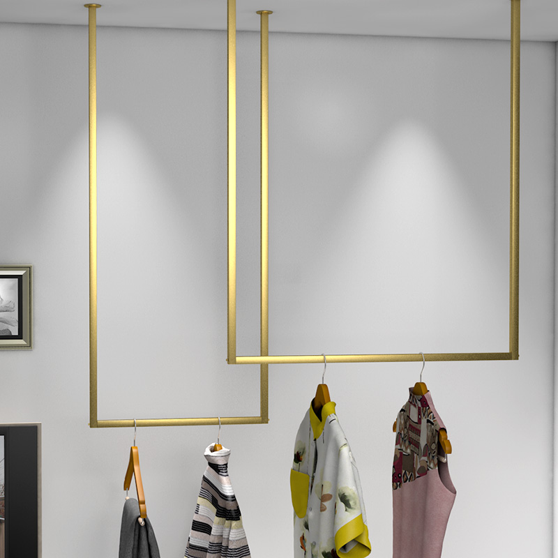 Wrought iron clothing store display rack wedding dress display side hanging wall hanging hanger men's and women's wear wall hanging hanging rack