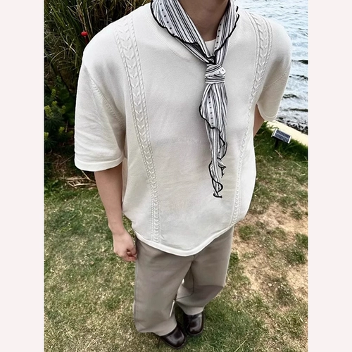 Laiser Tiansi Foot-Feelced футболка мужская летние старые деньги прохладные полуоткрытые с половиной рукава американские пятиточечные рукава