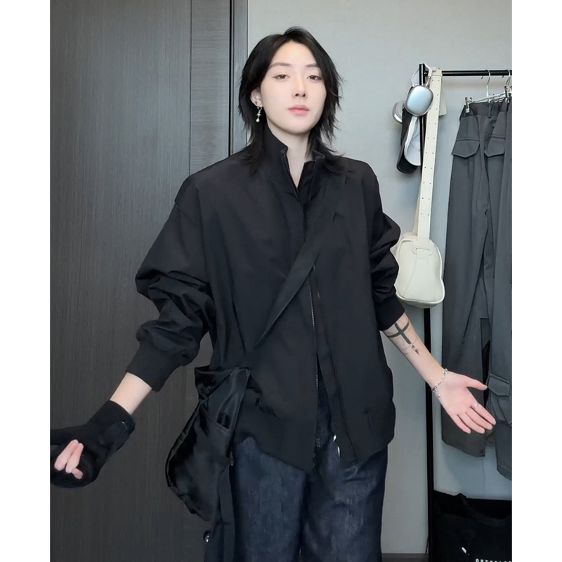 Black Short Jacket Men's American-Style Cleanfit Pilot Jacket Couple's Outdoor Mountaineering Softshell Jacket