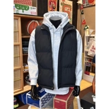 Черный короткий демисезонный жилет с пухом, утепленная майка топ, куртка, удерживающий тепло пуховик, в американском стиле