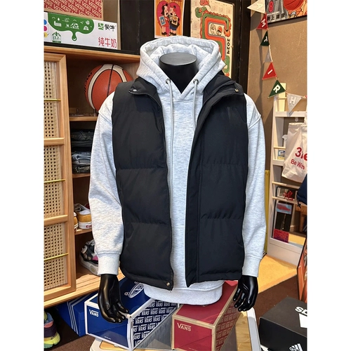 Черный короткий демисезонный жилет с пухом, утепленная майка топ, куртка, удерживающий тепло пуховик, в американском стиле