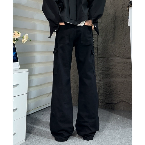 Парашютист, демисезонные штаны, в американском стиле, изысканный стиль, свободный прямой крой