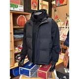 Черный короткий демисезонный жилет с пухом, утепленная майка топ, куртка, удерживающий тепло пуховик, в американском стиле