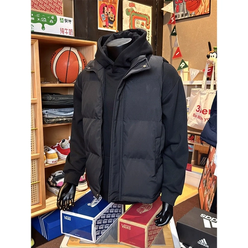 Черный короткий демисезонный жилет с пухом, утепленная майка топ, куртка, удерживающий тепло пуховик, в американском стиле