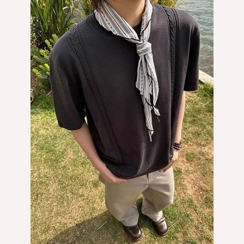 Laiser Tiansi Foot-Feelced футболка мужская летние старые деньги прохладные полуоткрытые с половиной рукава американские пятиточечные рукава