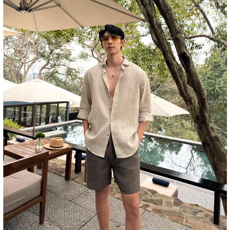 Old Money Style Linen Shirt for Men, Summer Thin Style, Beach Vacation Sun Protection Long-Sleeve Shirt, Relaxed and Lazy Jacket Old Money Style Linen Shirt for Men, Summer Thin Style, Beach Vacation Sun Protection Long-Sleeve Shirt, Relaxed and Lazy Jacket