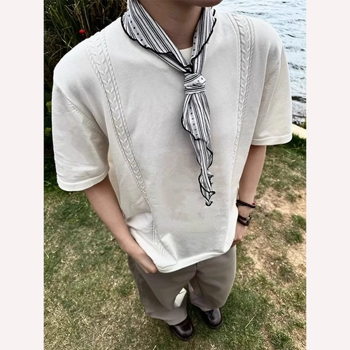 Laiser Tiansi Foot-Feelced футболка мужская летние старые деньги прохладные полуоткрытые с половиной рукава американские пятиточечные рукава