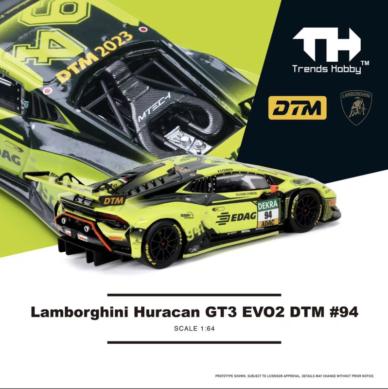 Lamborghini Huracan Gt3 Evo Dtm Racing Car Th 1:64 Simulated Alloy Car Model Collection