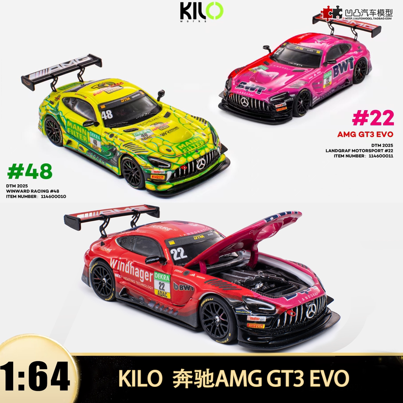 Mercedes-Benz Amg Gt3 Evo Dtm Racing Car Kilo 1:64 Scale Model with Opening Hood, Collectible Alloy Car Model Mercedes-Benz Amg Gt3 Evo Dtm Racing Car Kilo 1:64 Scale Model with Opening Hood, Collectible Alloy Car Model