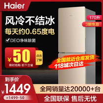 Haier air-cooled frost-free refrigerator household energy-saving small dormitory two double doors 170L Sheng official flagship store