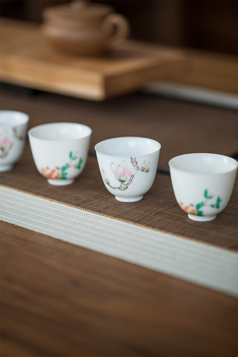 Vegetation school ceramics painting sample tea cup white porcelain single CPU master cup painting kung fu noggin taste a cup of tea accessories