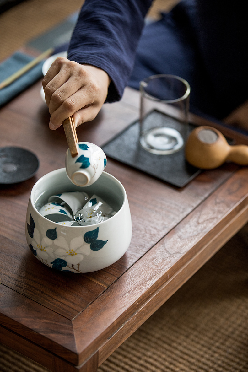 Vegetation school ceramics hand - made camellia tea wash in hot water barrel built for wash water in a kung fu tea accessories water jar