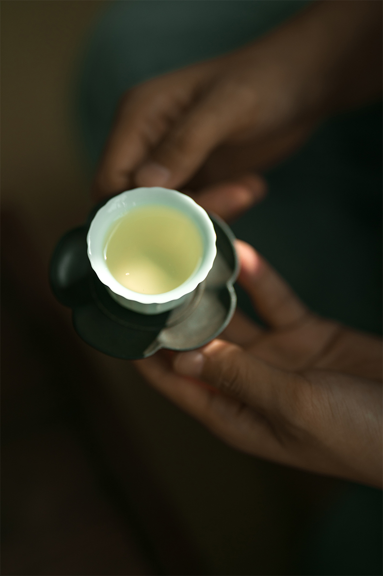 Vegetation school ceramics shadow green tea Japanese single CPU personal cup master cup sample tea cup kung fu tea tea bowl