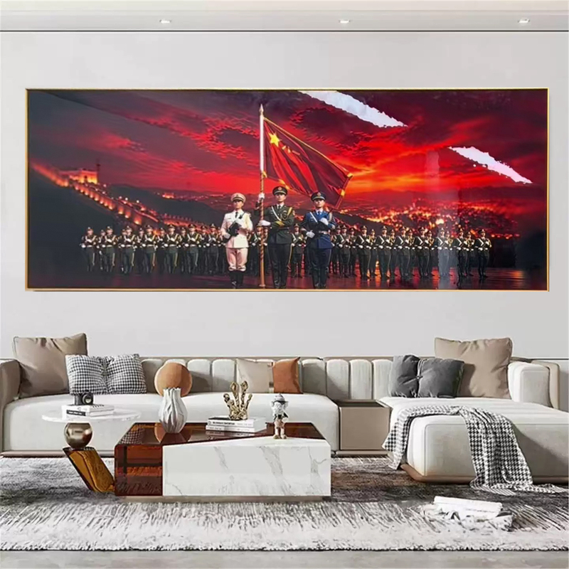 Decorative Painting of the Honor Guard with the Great Wall as a Red Background, Military-Themed Wall Art for Offices and Meeting Rooms, and Party-Building Wall Art Decorative Painting of the Honor Guard with the Great Wall as a Red Background, Military-Themed Wall Art for Offices and Meeting Rooms, and Party-Building Wall Art