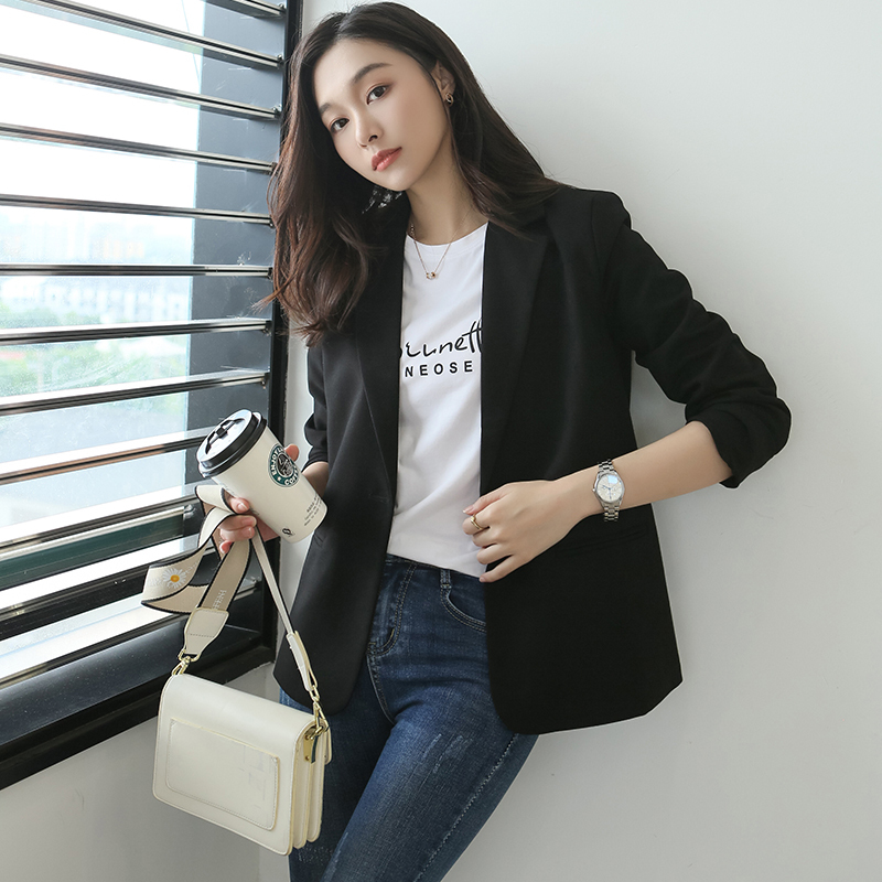 Small Blazer for Women, Spring and Autumn, Petite Size, Black, Short Design, Casual, Niche, Korean Style, Interview Suit Jacket